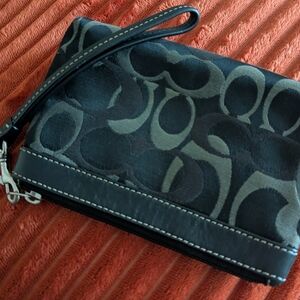 Coach Signature Black and Gray Wristlet